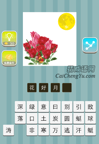 鲜花，圆月亮是什么成语